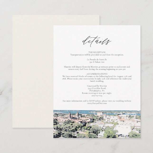 ST AUGUSTINE Fl Skyline Destination Details Card (Front/Back)