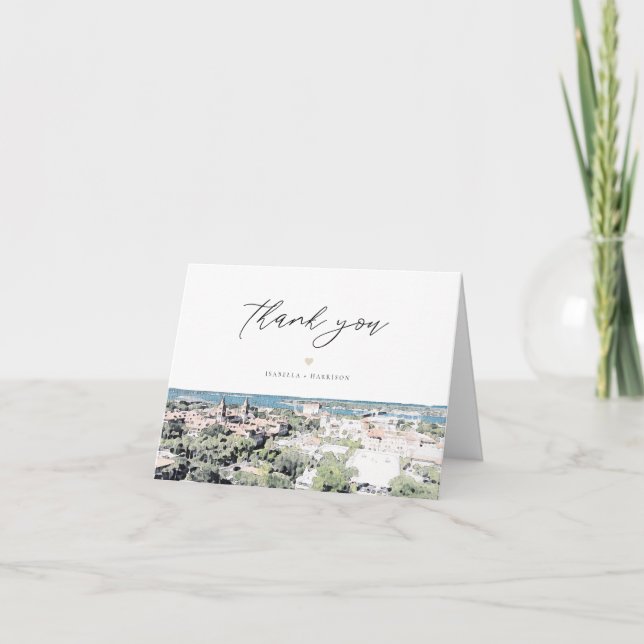 ST AUGUSTINE FL Watercolor Skyline Carte de remerc (Devant)