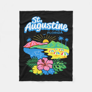 St Augustine Florida Beach Sunset Tropical Fleece Blanket