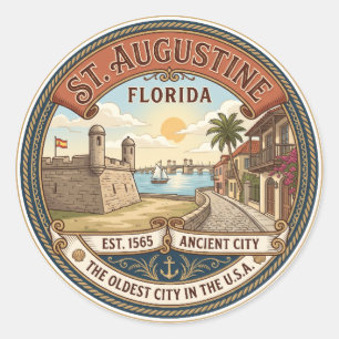 St. Augustine Florida Classic Round Sticker