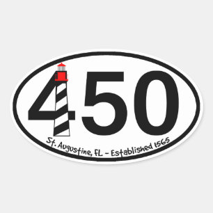 St. Augustine, Florida - Established 1565 - 450th Oval Sticker