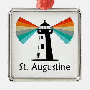 St. Augustine Florida Lighthouse Rainbow Metal Ornament