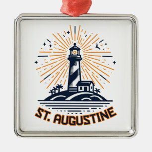 St. Augustine Florida Lighthouse Sunrise Metal Ornament