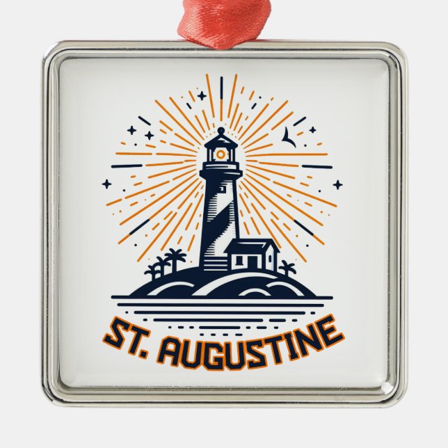 St. Augustine Florida Lighthouse Sunrise Metal Ornament (Front)