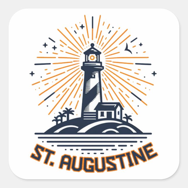 St. Augustine Florida Lighthouse Sunrise Square Sticker (Front)