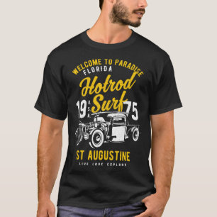 St Augustine Florida Retro Hotrod Surf Distressed  T-Shirt