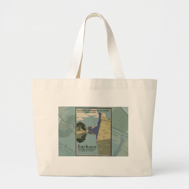 St. Augustine Florida Spanish Fort Poster Large Tote Bag (Front)