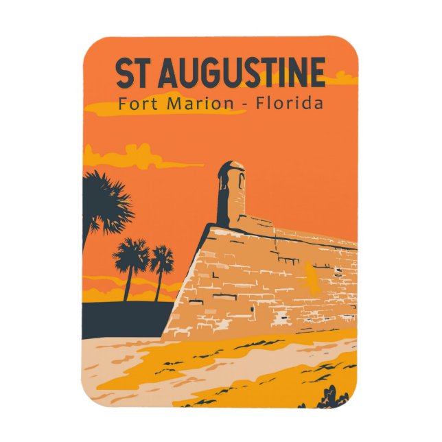 St Augustine Florida Travel Art Vintage Magnet (Vertical)
