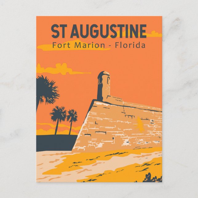 St Augustine Florida Travel Art Vintage Postcard (Front)
