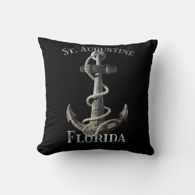 St. Augustine Florida Vacation Nautical Anchor Sai Throw Pillow (Front)