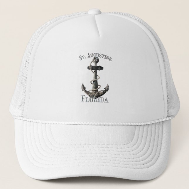 St. Augustine Florida Vacation Nautical Anchor Sai Trucker Hat (Front)