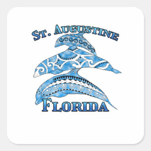 St. Augustine Florida Vacation Tribal Dolphins Square Sticker