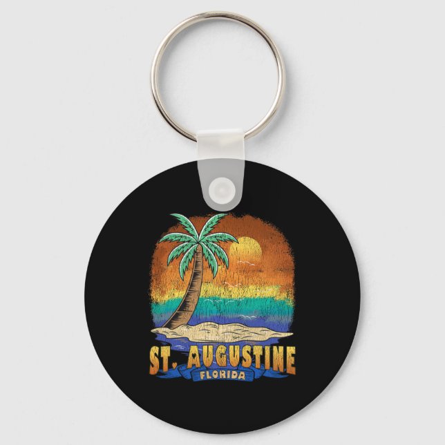 St Augustine Florida Vintage Distressed Souvenir  Keychain (Front)
