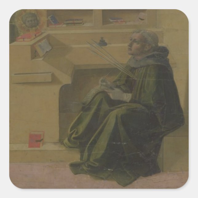 St. Augustine in his Study (predella of the Barbad Square Sticker (Front)