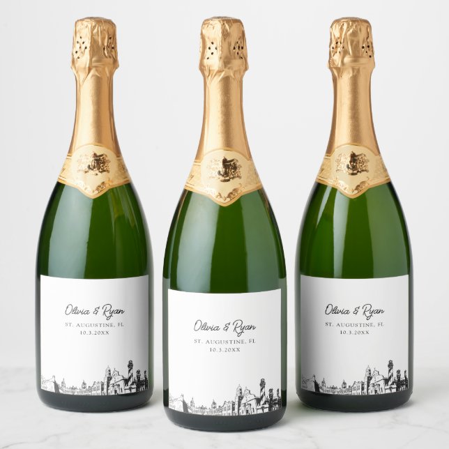 St Augustine Mariage Champagne Étiquette personnal (Bouteilles)