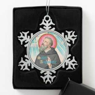 St. Augustine of Hippo (SAU 047; detail) Snowflake Pewter Christmas Ornament