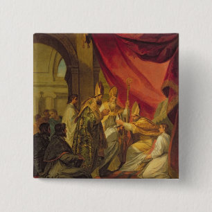 St. Augustine ordained as the Bishop 2 Inch Square Button