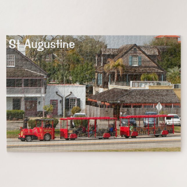 St Augustine: sightseeing tourist train, Florida 2 Jigsaw Puzzle (Horizontal)