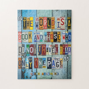 St Augustine Travel Quote License Plate Art Jigsaw Puzzle