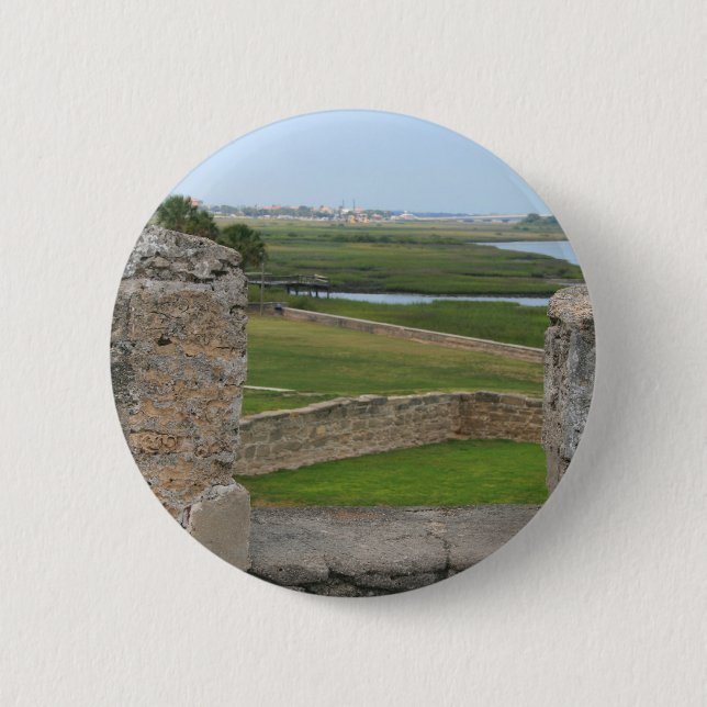 St Augustine view from castle 2 Inch Round Button (Front)