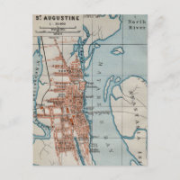 St Augustine Vintage Map Postcard