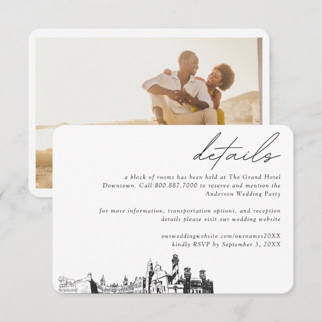 St Augustine Wedding Hotel Room Block Details Enclosure Card (Front/Back)