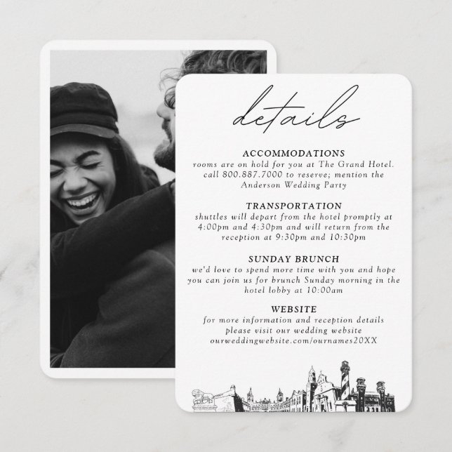 St Augustine Wedding Small Vertical Details Enclosure Card (Front/Back)