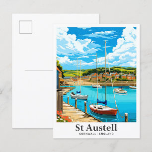 St Austell Cornwall England Travel Illustration Postcard
