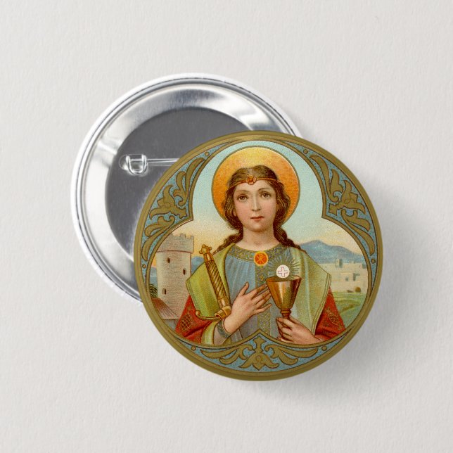 St. Barbara (BK 001) 2 Inch Round Button (Front & Back)