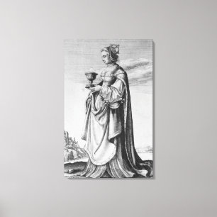 St. Barbara, etched by Wenceslaus Hollar, 1647 Canvas Print