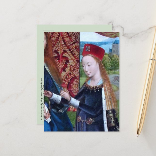 St Barbara of Nicomedia (detail; M 070) Postcard (Front/Back In Situ)