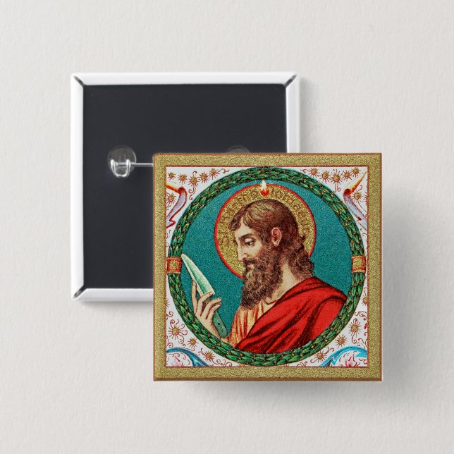 St. Bartholomew the Apostle (JMAS 03) 2 Inch Square Button (Front & Back)