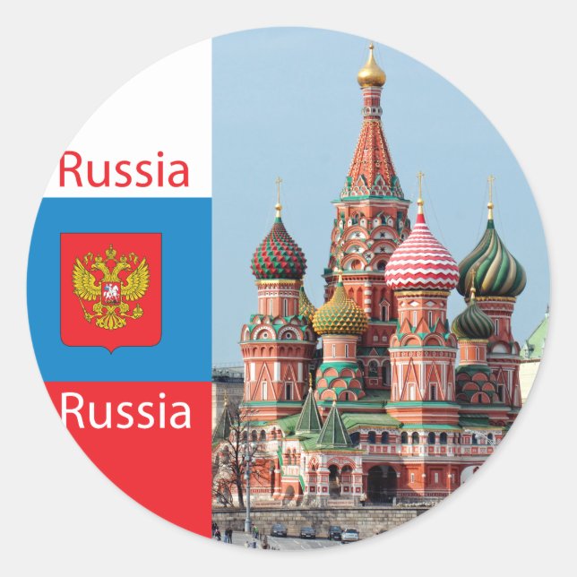 St. Basil cathedral. Russia Classic Round Sticker (Front)