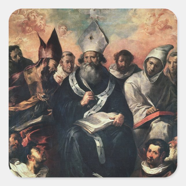 St. Basil Dictating his Doctrine Square Sticker (Front)