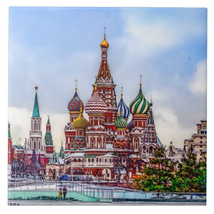 St. Basil`s Cathedral. Moscow, Russia. Tile