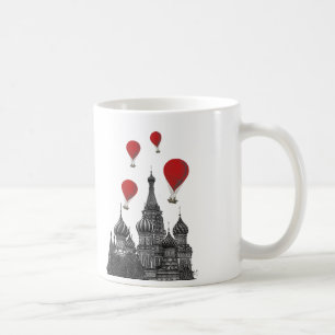 St Basil's Cathedral and Red Hot Air Balloons Coffee Mug