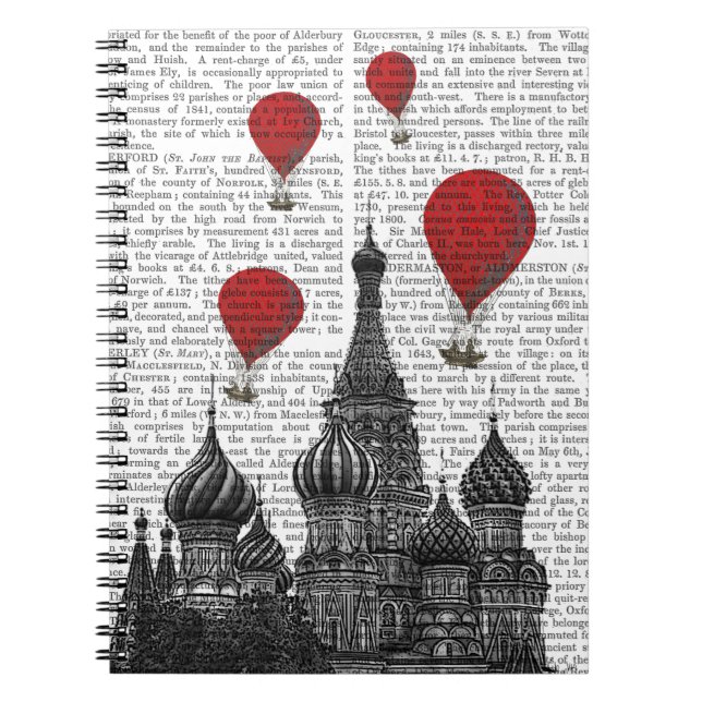 St Basil's Cathedral and Red Hot Air Balloons Notebook (Front)