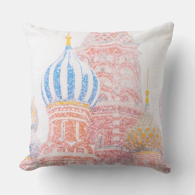 St Basil's Cathedral In Snowstorm Throw Pillow (Front)