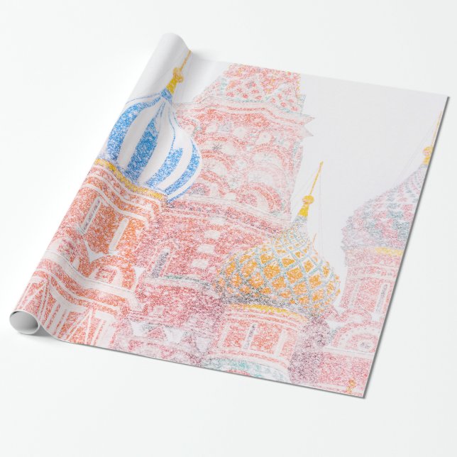 St Basil's Cathedral In Snowstorm Wrapping Paper (Unrolled)