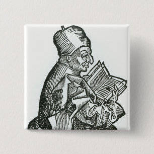 St. Bede from 'Liber Chronicarum' 2 Inch Square Button