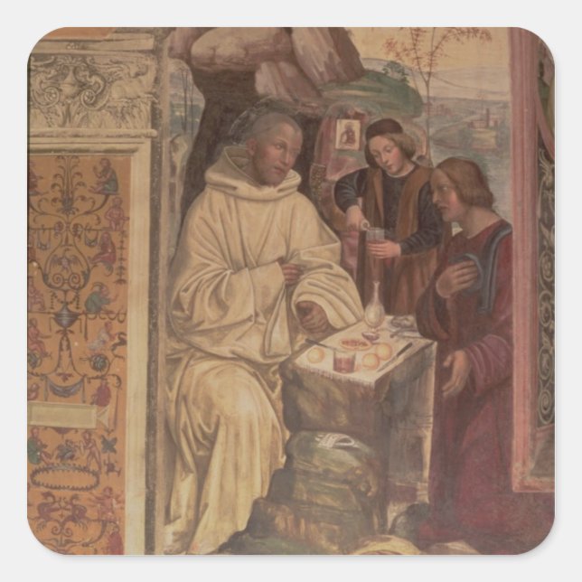 St. Benedict against a  Landscape, from the Life o Square Sticker (Front)