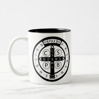 St. Benedict ""Devil-Chasing" Medal Two-Tone Coffee Mug