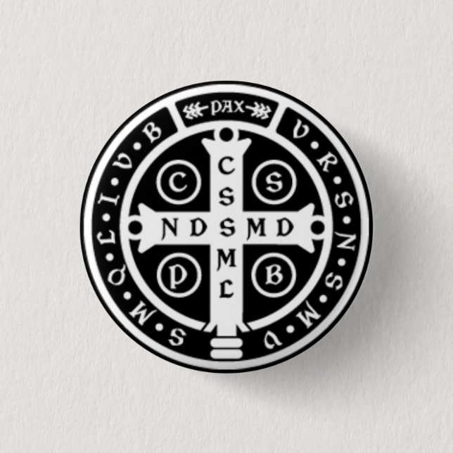 St. Benedict Medal Cross 1 Inch Round Button (Front)