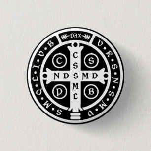 St. Benedict Medal Cross 1 Inch Round Button