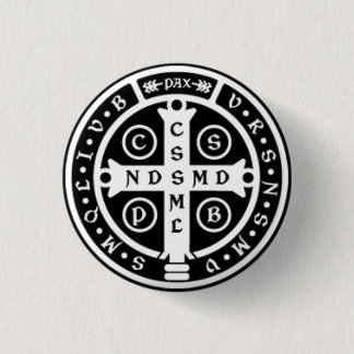 St. Benedict Medal Cross 1 Inch Round Button