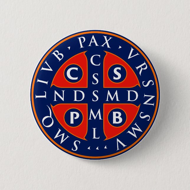 St. Benedict Medal Design 2 Inch Round Button (Front)