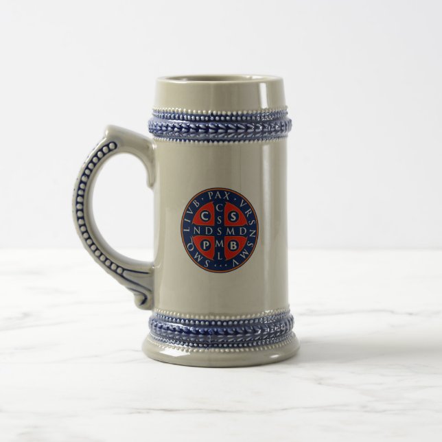 St. Benedict Medal Design Beer Stein (Left)
