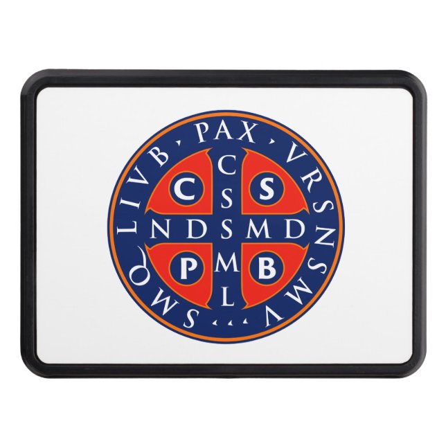 St. Benedict Medal Design Trailer Hitch Cover (Front)