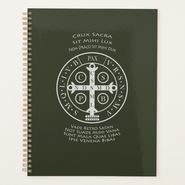 St Benedict Medal with Latin Prayer  Planner (Front)