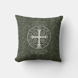 St Benedict Medal with Latin prayer    Throw Pillow
